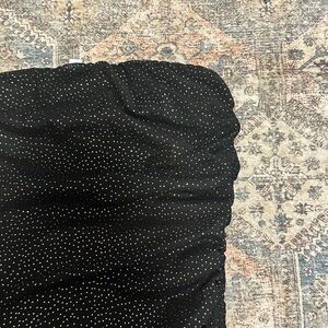 Lucy in the sky strapless black and gold sparkle mini dress